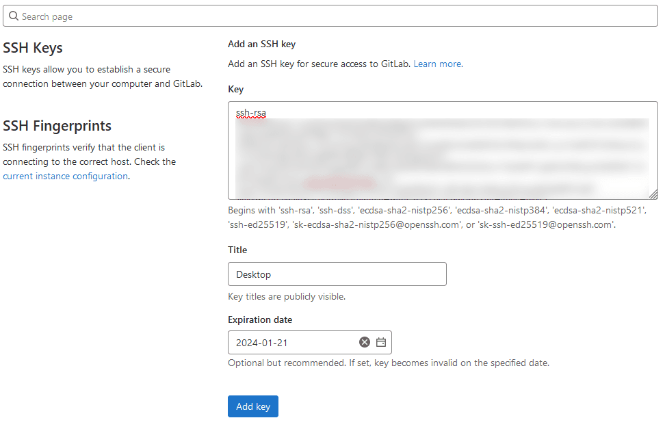 Add SSH Key to GitLab